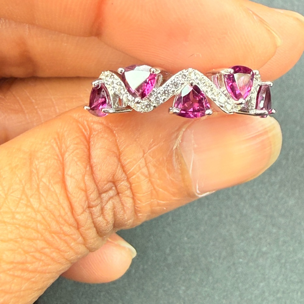 Natural Rhodolite Rhodium Over Sterling Silver Ring - Picture 8 of 8